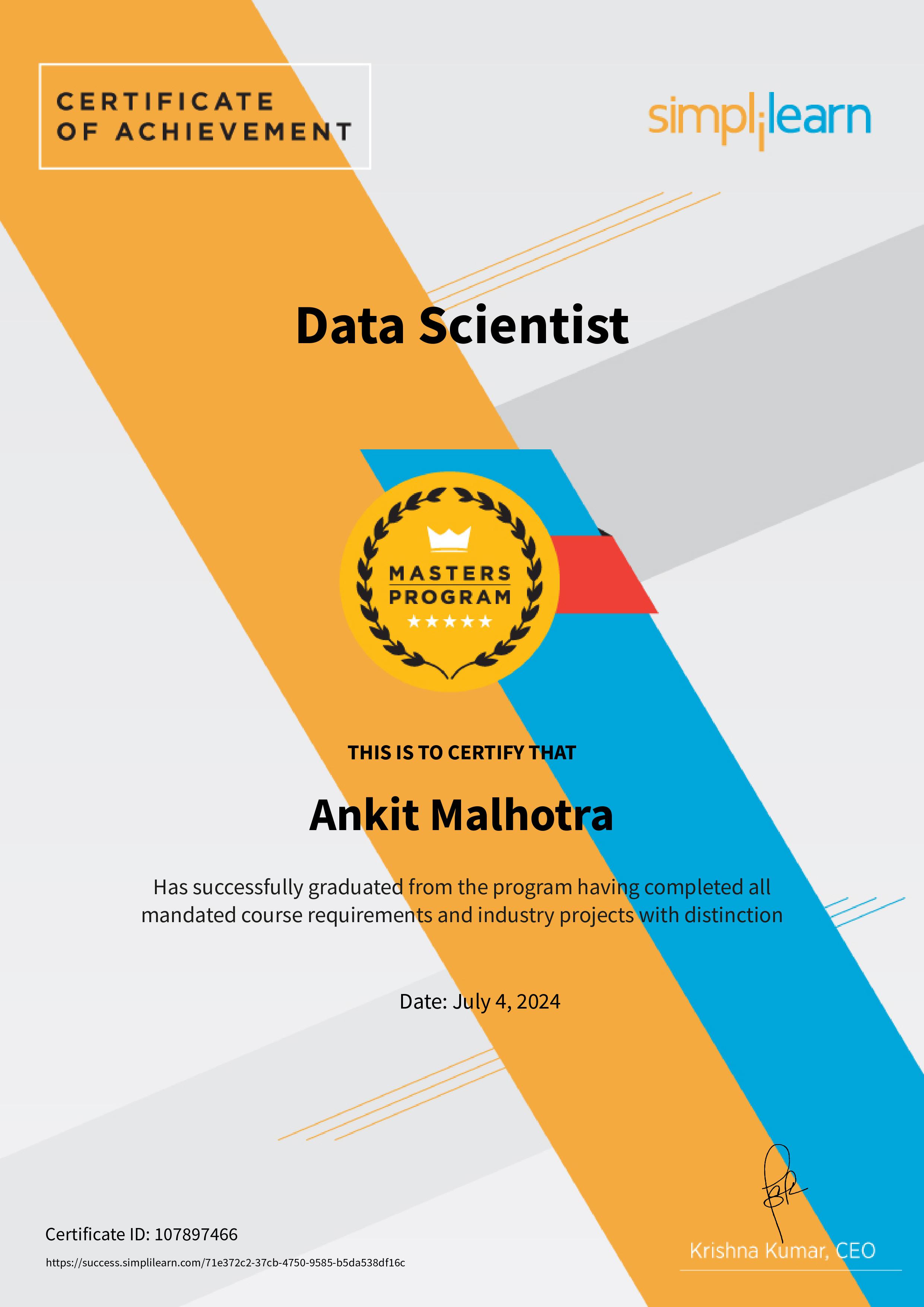 Data Science Master's Certification